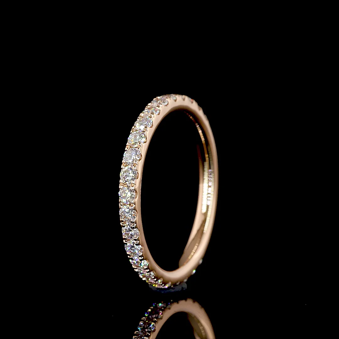 0.42 Cts 14k Rose Gold Round Shape 3/4 Band Eternity Band - Image 4