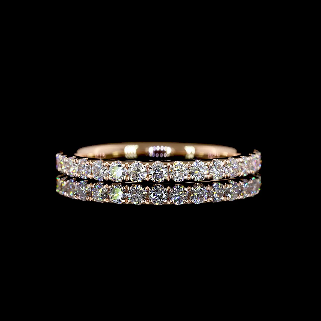 0.42 Cts 14k Rose Gold Round Shape 3/4 Band Eternity Band - Video