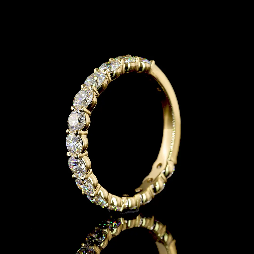 1.68 Cts 18k Yellow Gold Round Shape 3/4 Band Eternity Band - Image 4