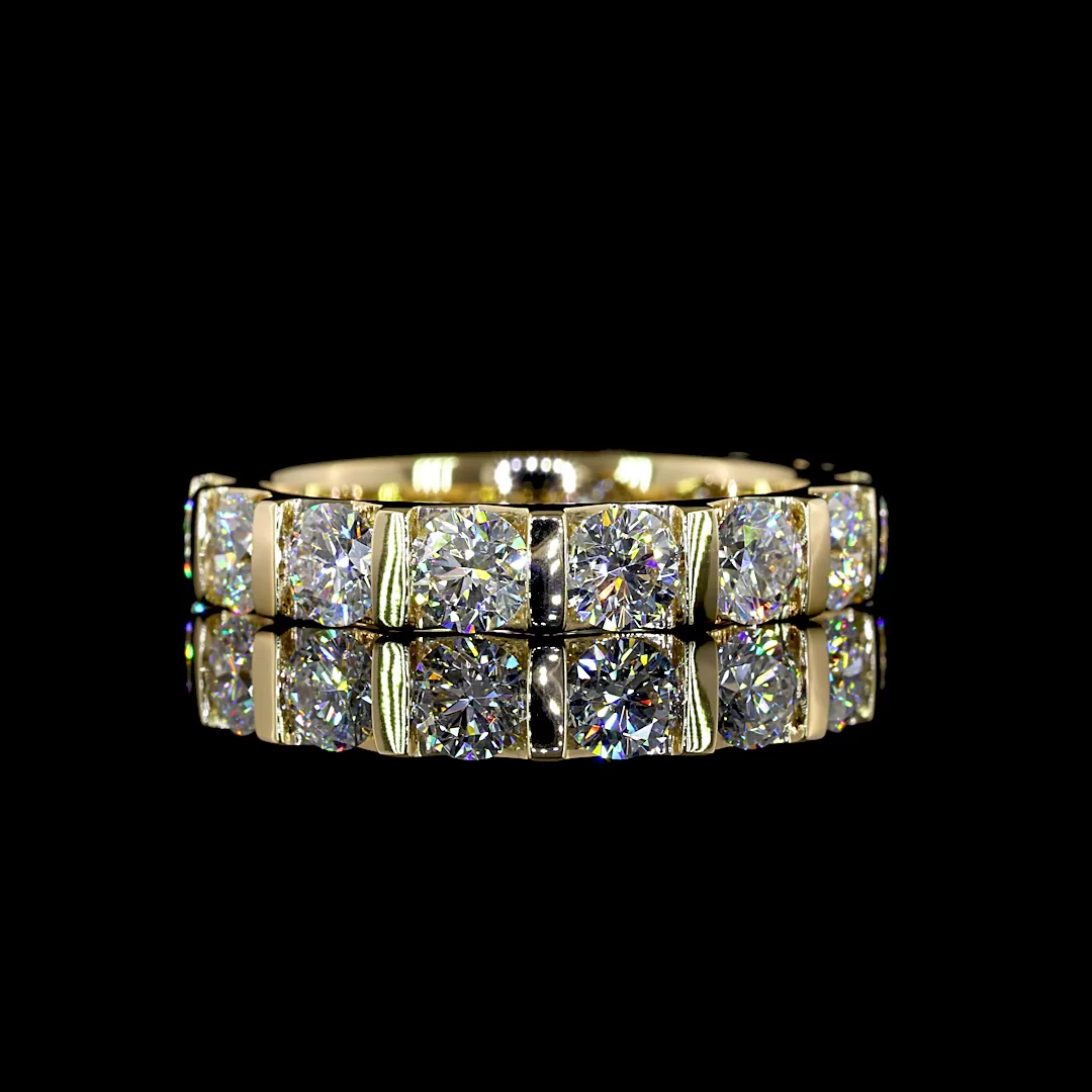 2.2 Cts 14k Yellow Gold Round Shape 3/4 Band Eternity Band - Video