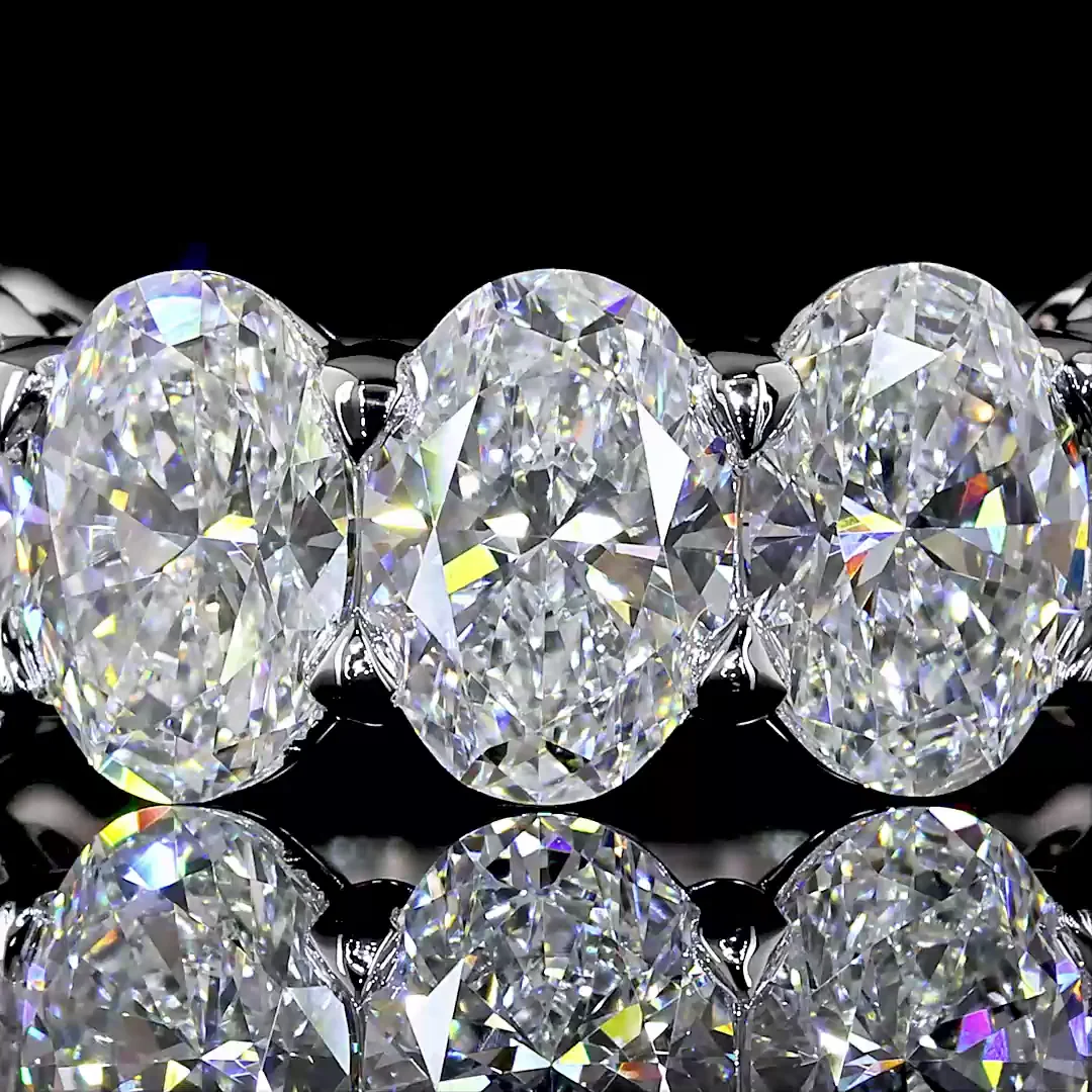 6.16 Cts 14k White Gold Oval Shape 3/4 Band Eternity Band - Image 3