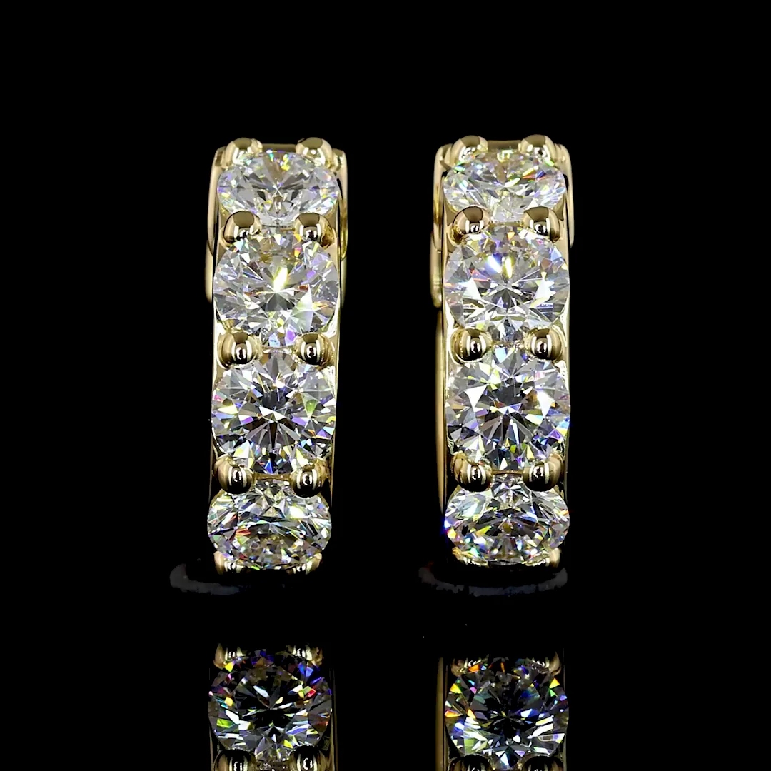 0.83 Cts 14k Yellow Gold Round Shape Huggies Earring - Image 3