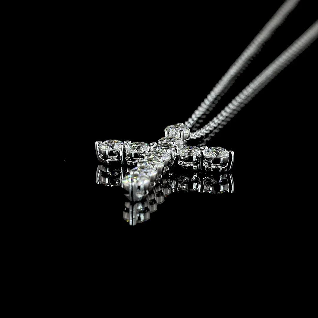 1.02 Cts 14k White Gold Round Shape Cross Pendant - Image 4