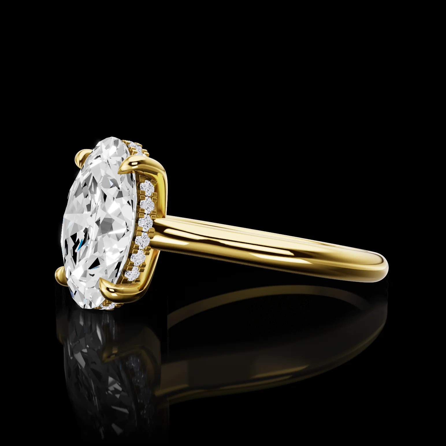 0.12 Cts 18k Yellow Gold Round Shape Hidden Halo Ring - Image 2