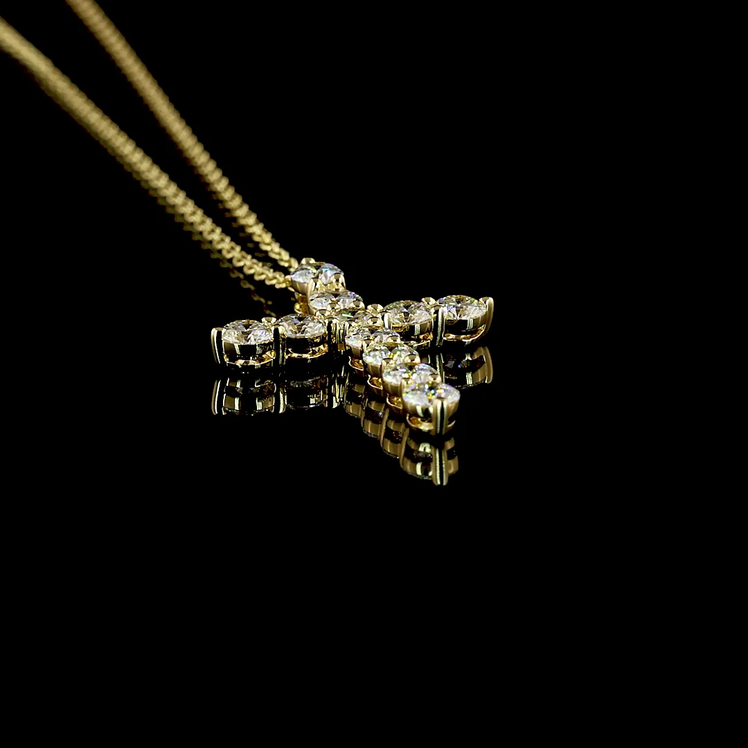 1 Cts 14k Yellow Gold Round Shape Cross Pendant - Image 2