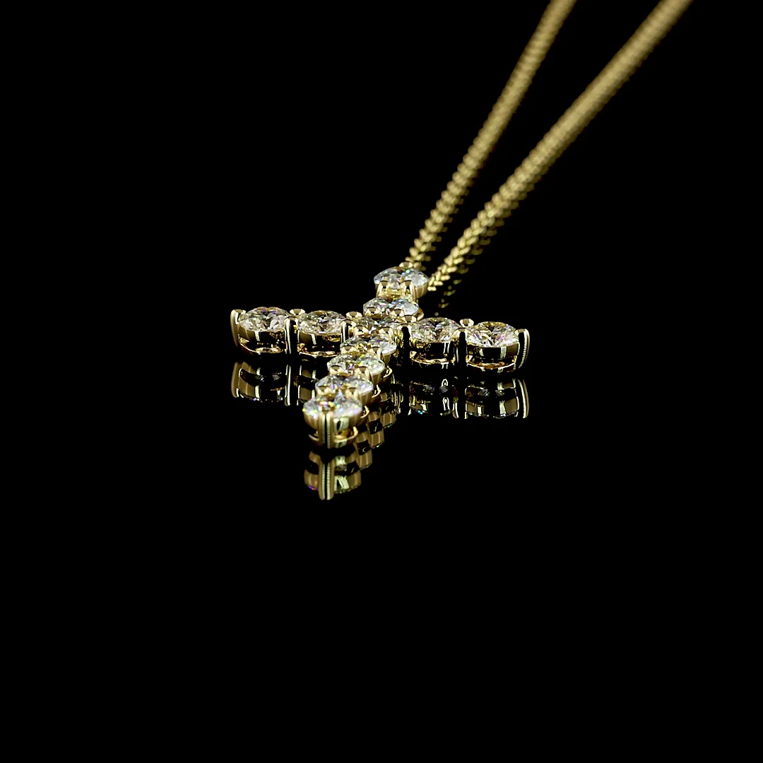 1 Cts 14k Yellow Gold Round Shape Cross Pendant - Image 4