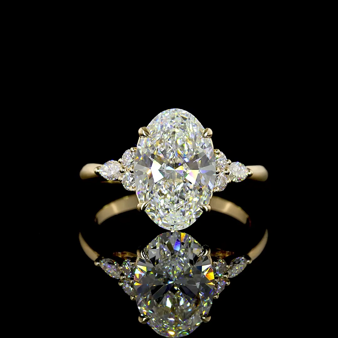 3.35 Cts 14k Yellow Gold Oval Shape Split Shank Ring - Video