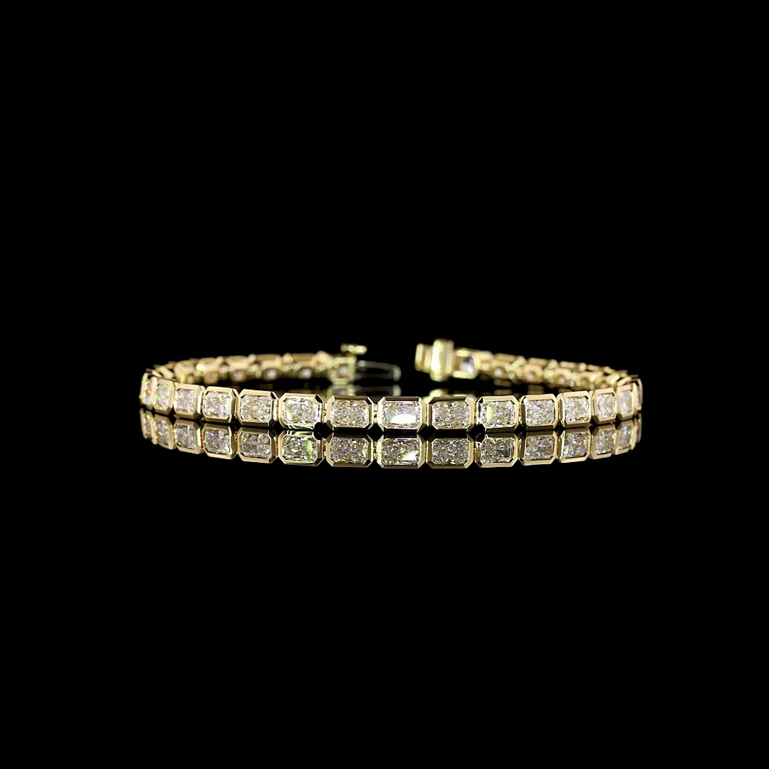 7.11 Cts 14k Yellow Gold Radiant Shape Tennis Bracelet - Video