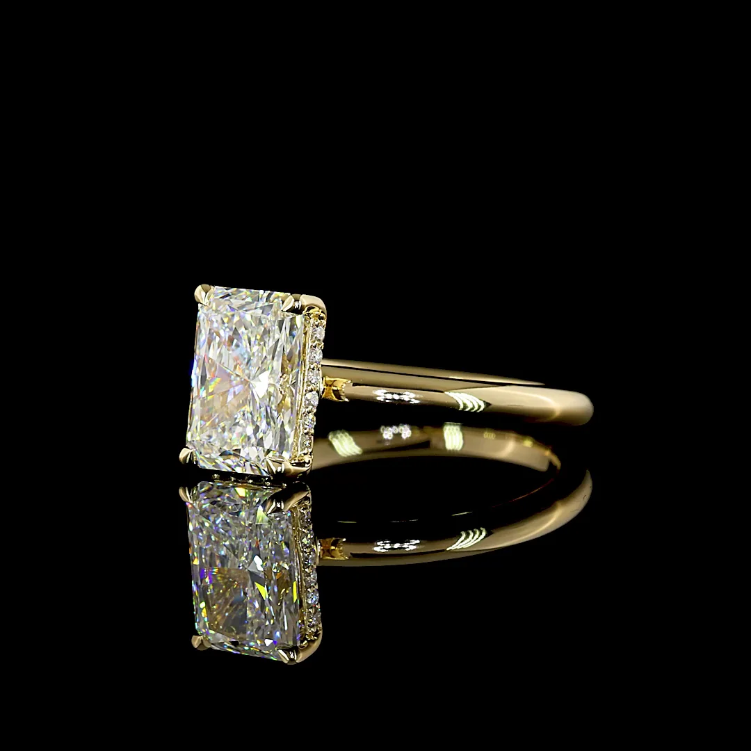 2.17 Cts 14k Yellow Gold Radiant Shape Hidden Halo Ring - Image 2