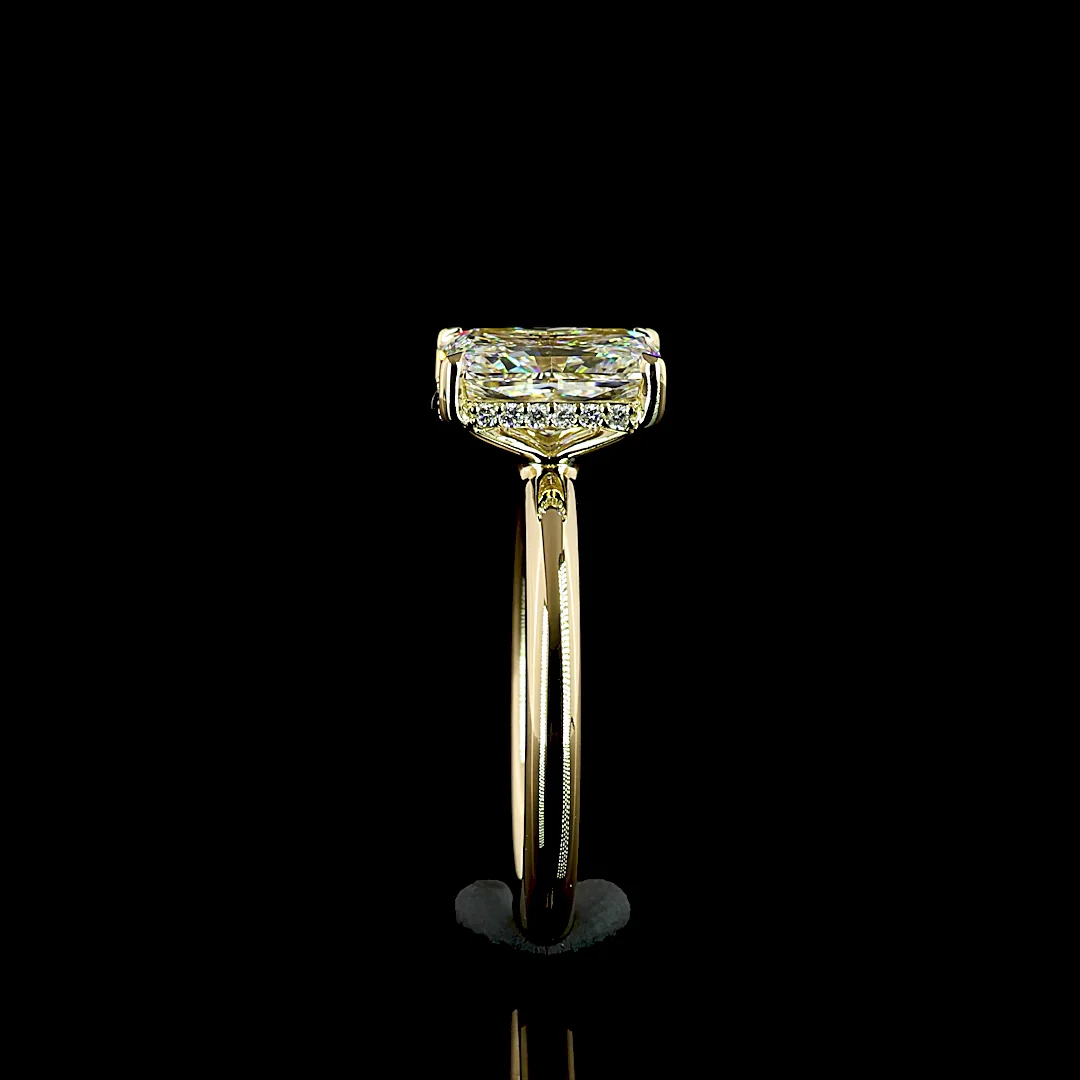 2.17 Cts 14k Yellow Gold Radiant Shape Hidden Halo Ring - Image 4