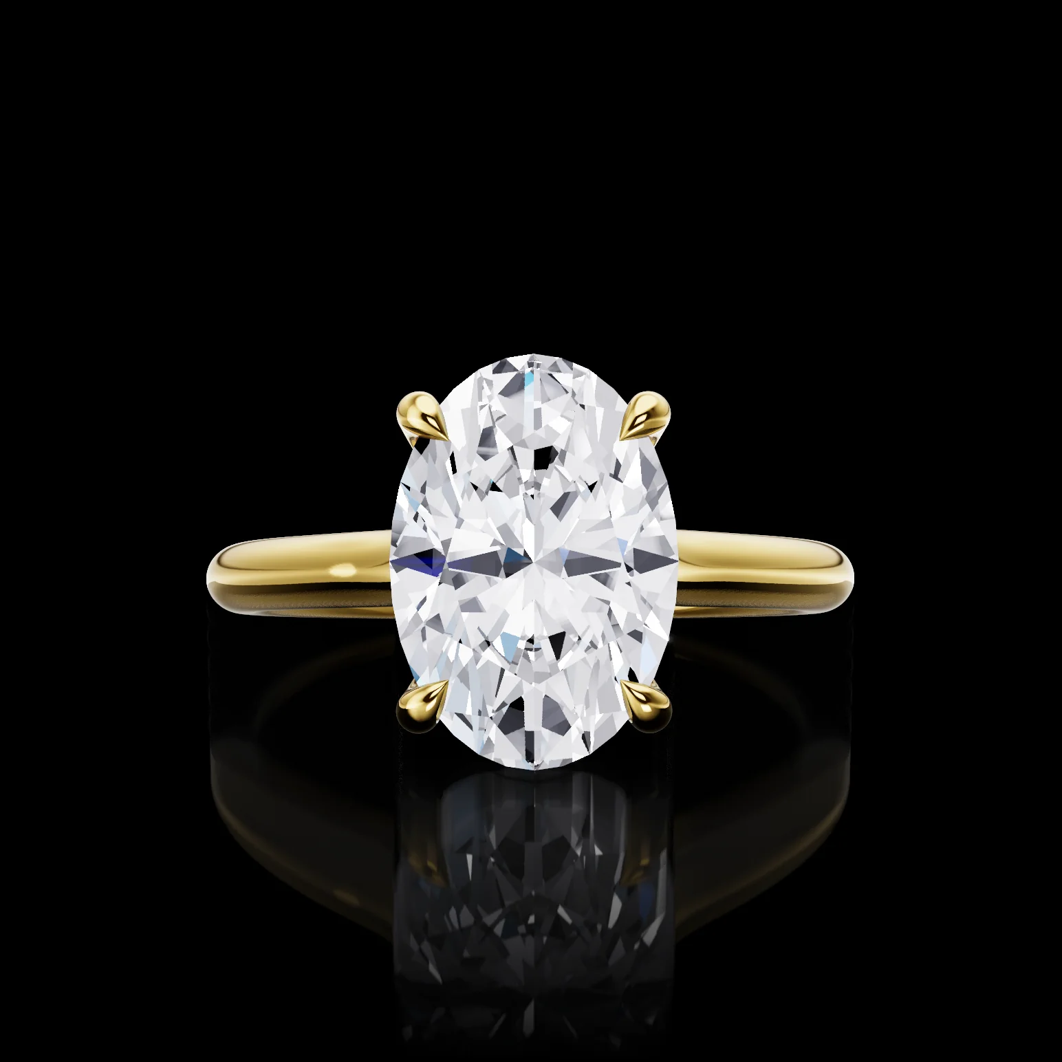 0.12 Cts 18k Yellow Gold Oval Shape Hidden Halo Ring - Video