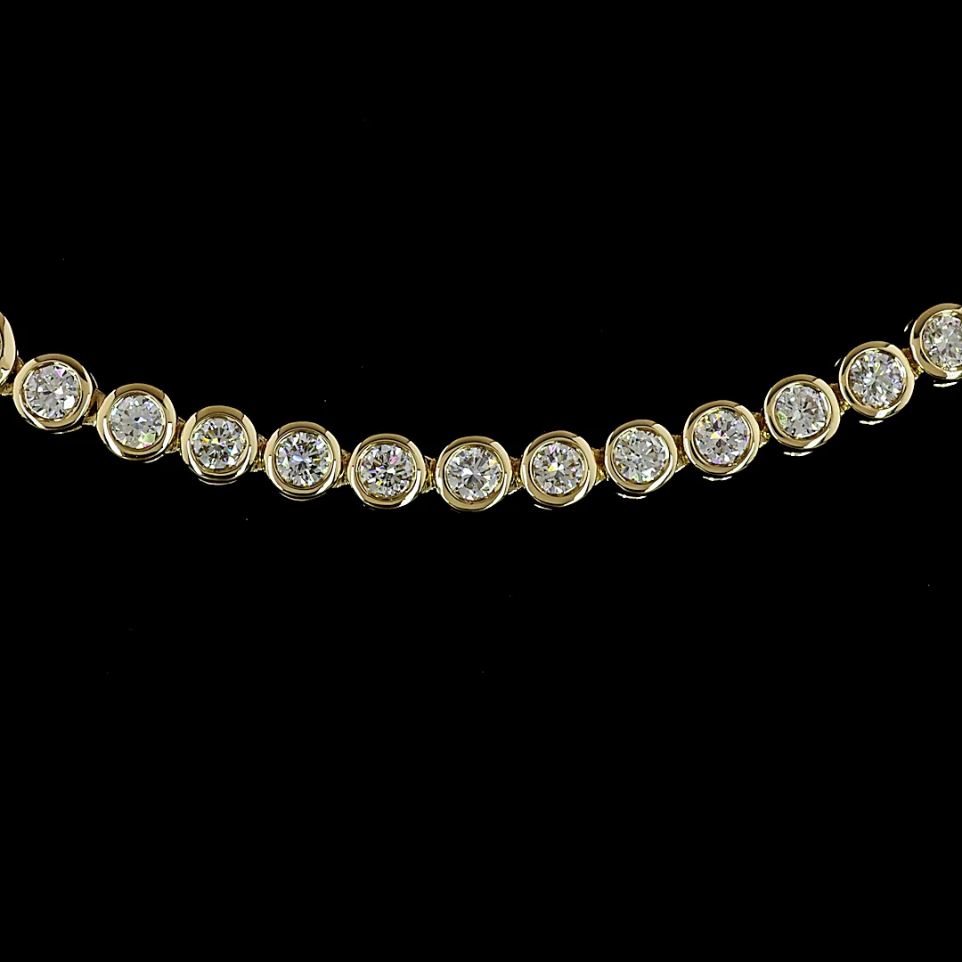 8.18 Cts 14k Yellow Gold Round Shape Riviera Necklace - Image 3