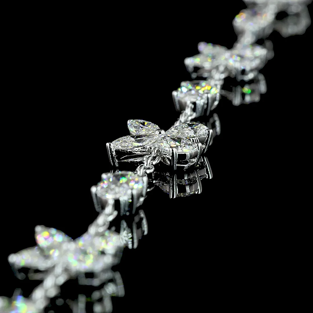 5.18 Cts 14k White Gold Oval Shape Station Necklace - Image 4