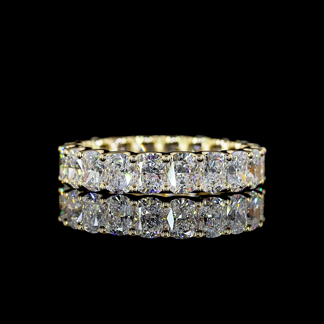 3.96 Cts 14k Yellow Gold Cushion Brilliant Shape Eternity Band Eternity Band - Video