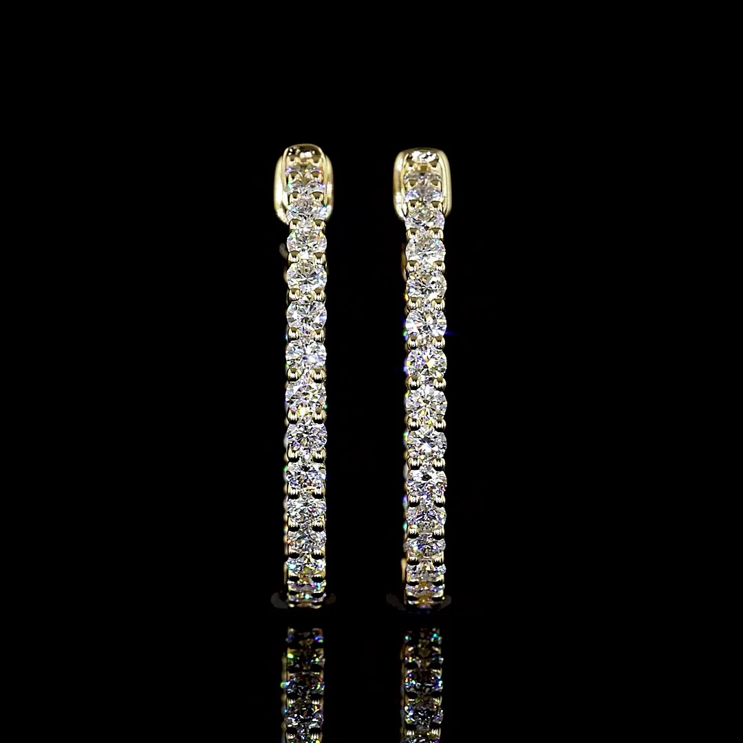 0.93 Cts 14k Yellow Gold Round Shape Hoops Earring - Image 3
