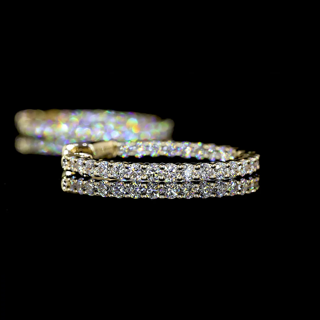 0.93 Cts 14k Yellow Gold Round Shape Hoops Earring - Image 4