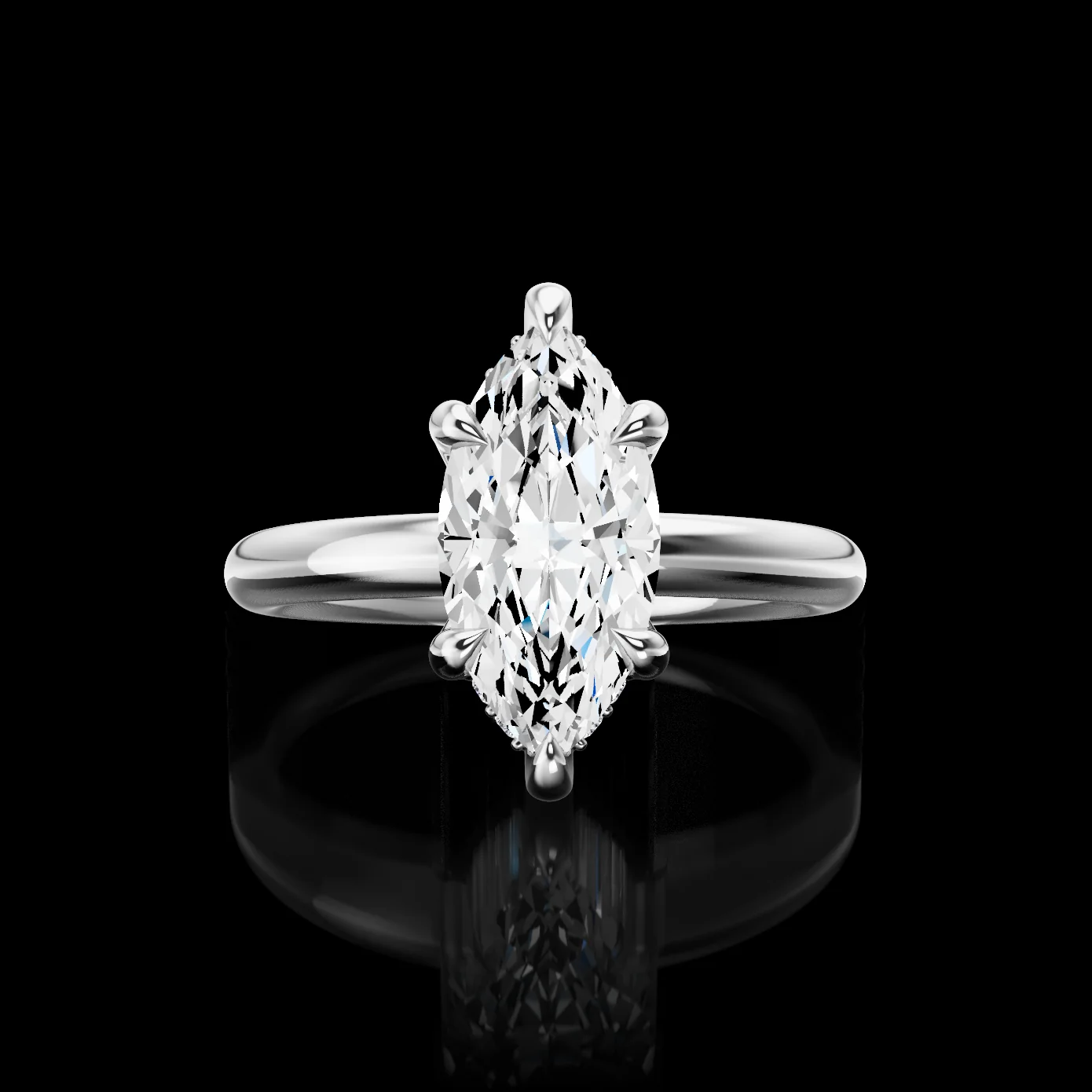 1.66 Cts 14k White Gold Marquise Shape Hidden Halo Ring - Video