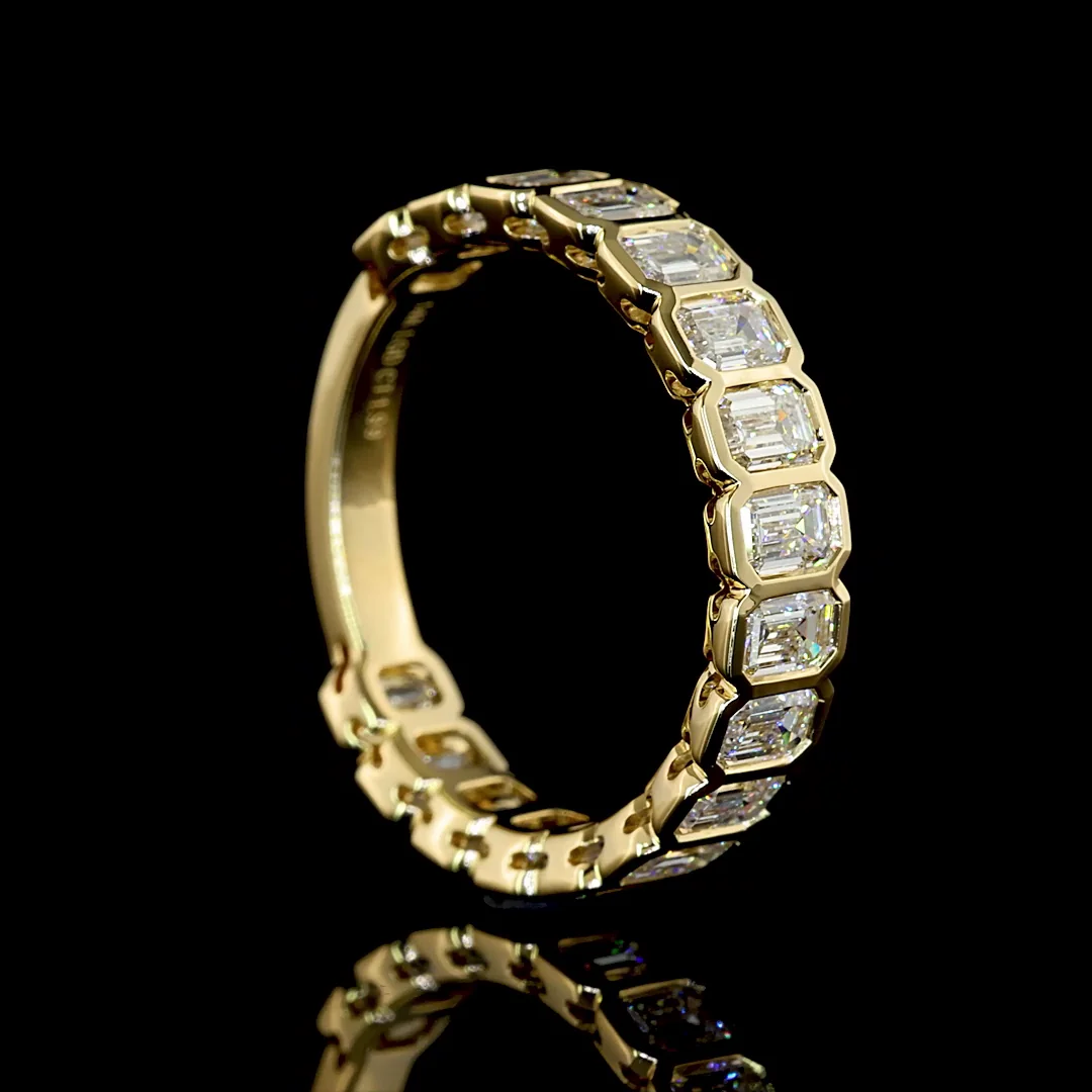2.11 Cts 14k Yellow Gold Emerald Shape Half Eternity Eternity Band - Image 2