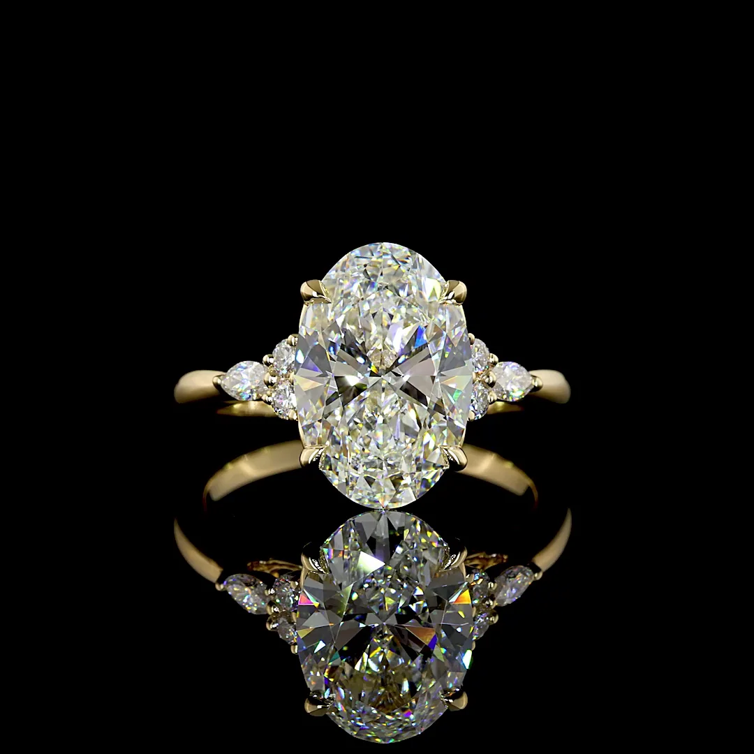 4.32 Cts 14k Yellow Gold Oval Shape Special Ring - Video