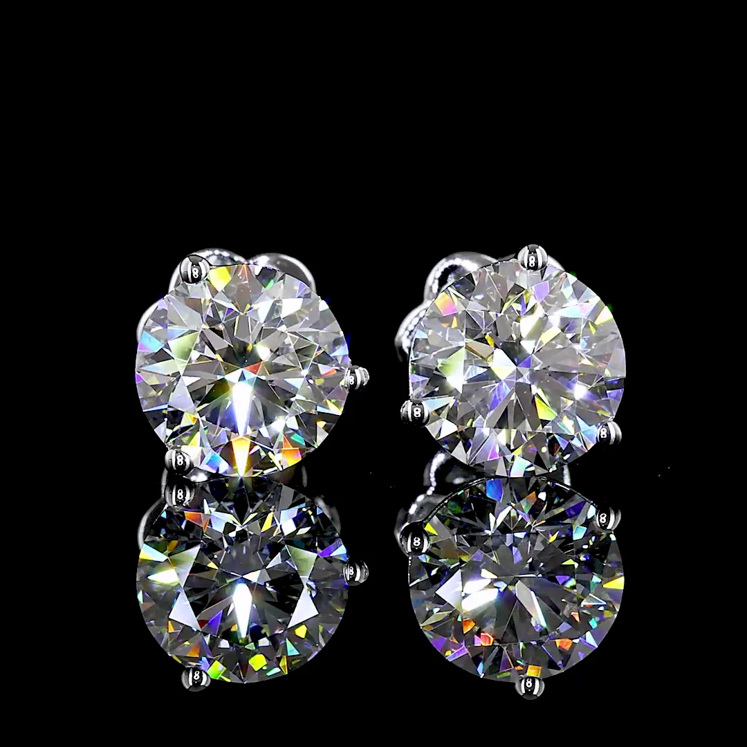 3.08 Cts 14k White Gold Round Shape Martini Earring - Image 3