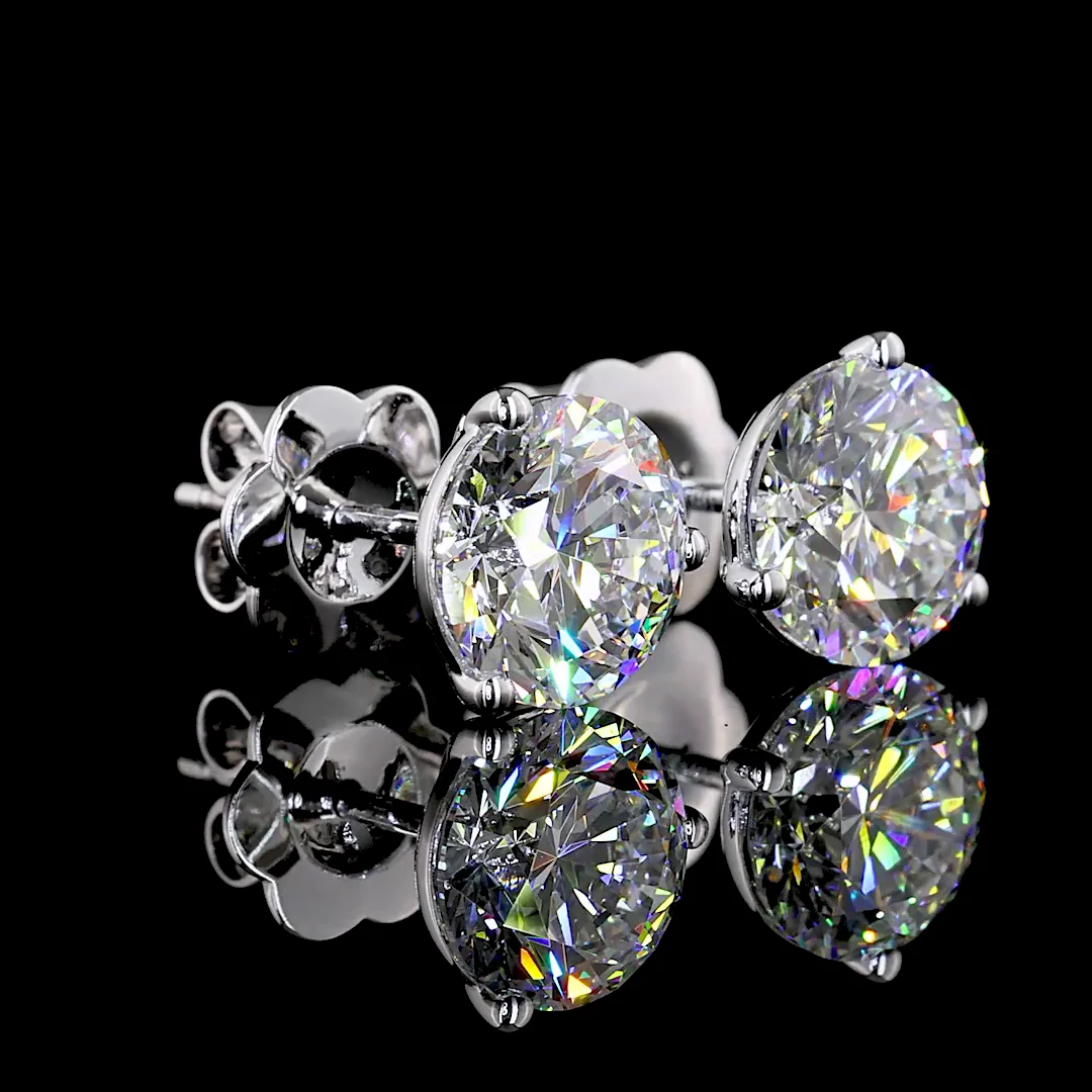 3.08 Cts 14k White Gold Round Shape Martini Earring - Video