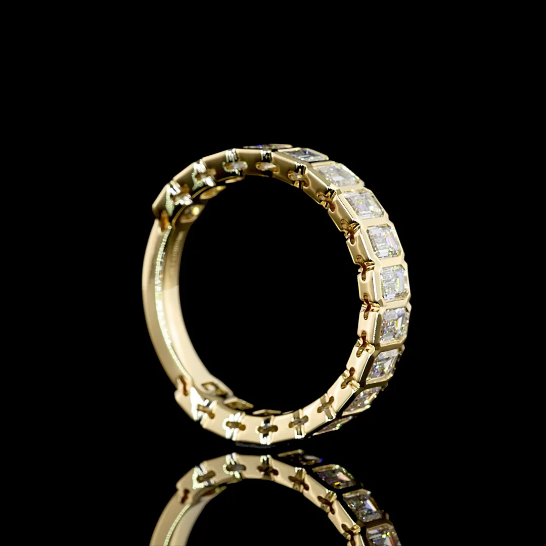 2.09 Cts 14k Yellow Gold Emerald Shape 3/4 Band Eternity Band - Image 2