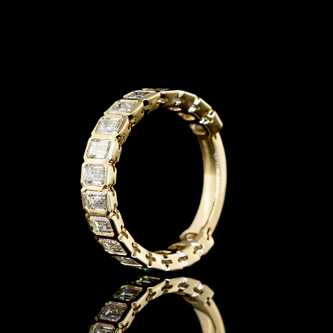 2.09 Cts 14k Yellow Gold Emerald Shape 3/4 Band Eternity Band - Image 4
