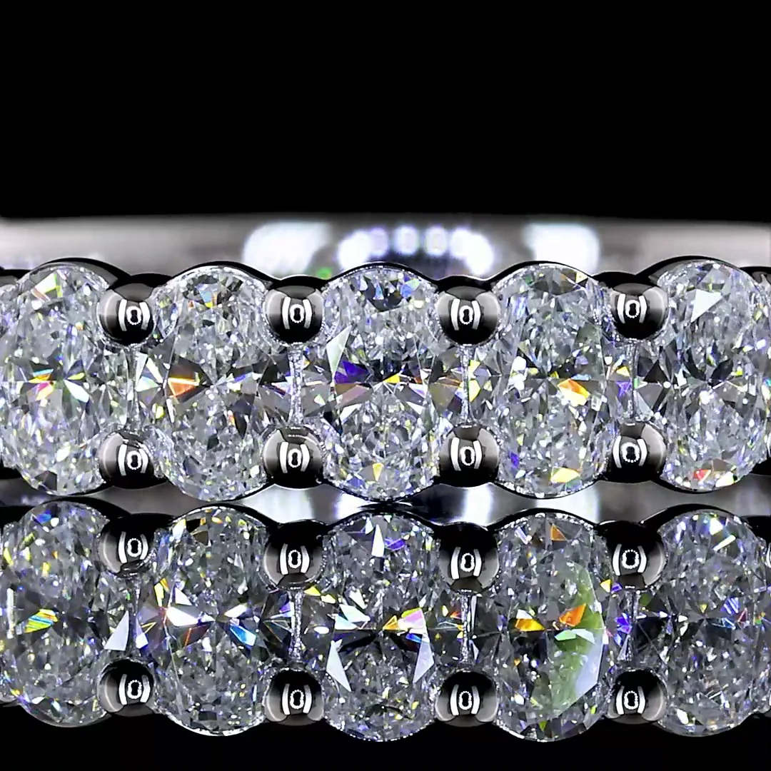 1.33 Cts 14k White Gold Oval Shape 3/4 Band Eternity Band - Image 3