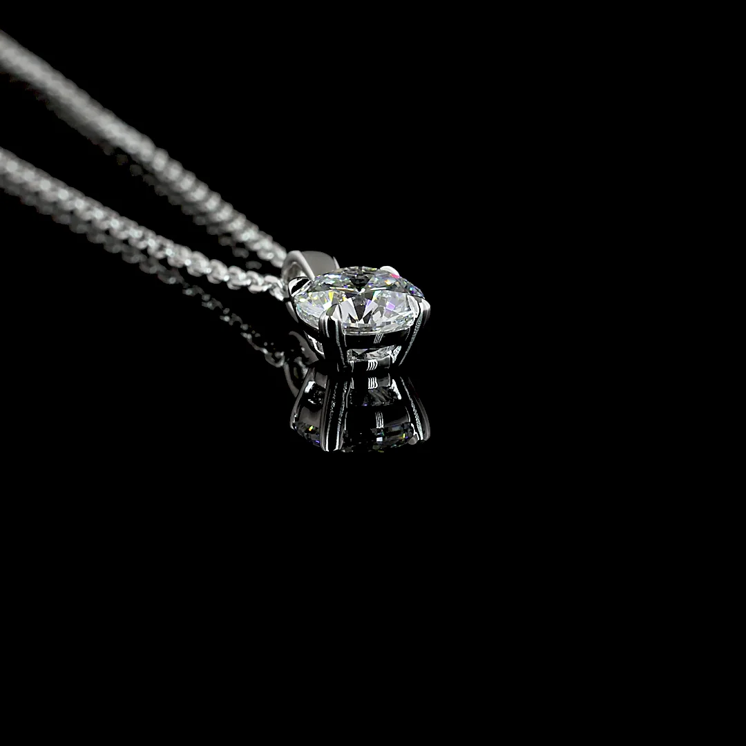 0.52 Cts 14k White Gold Round Shape Solitaire Pendant - Image 2
