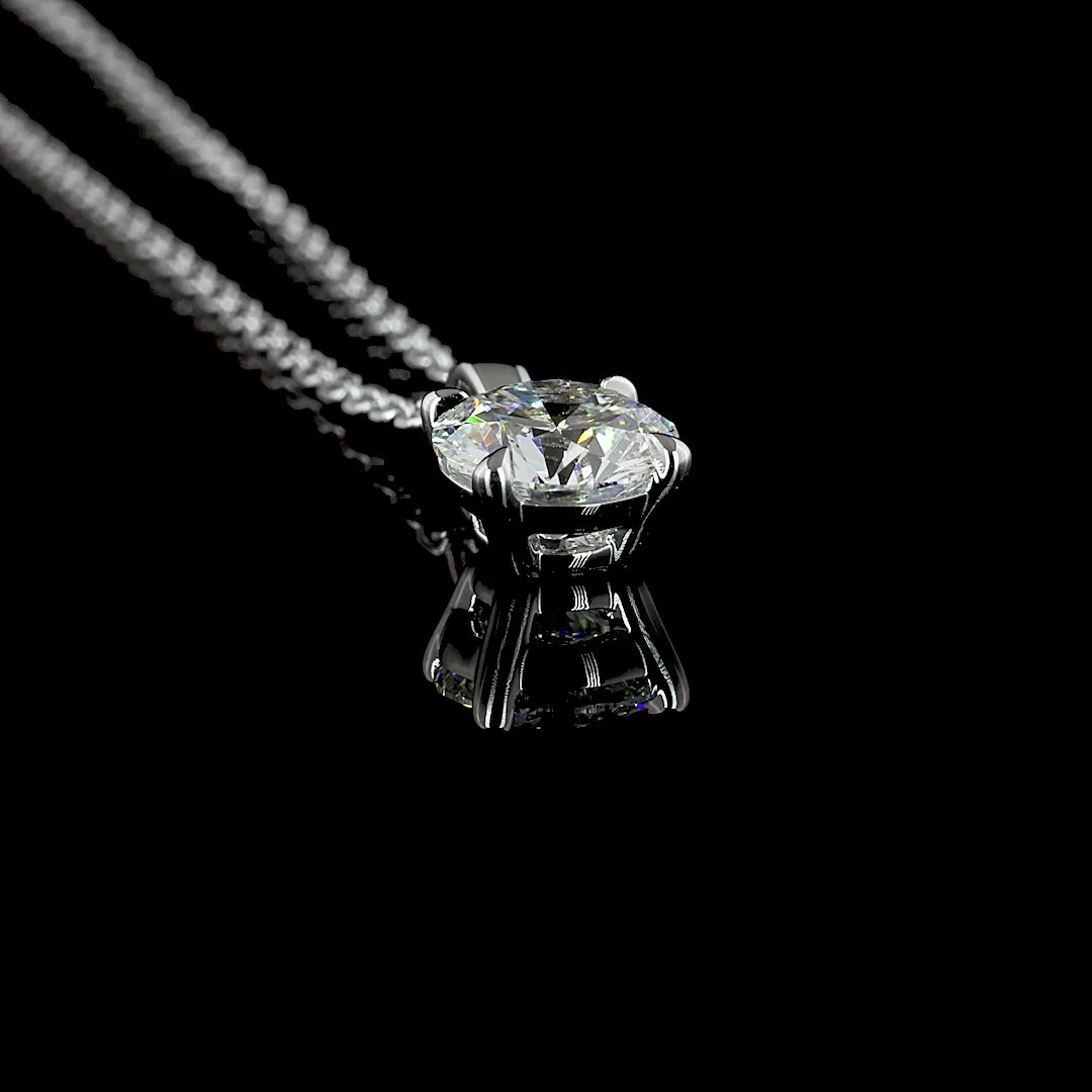 0.72 Cts 14k White Gold Round Shape Solitaire Pendant - Image 2