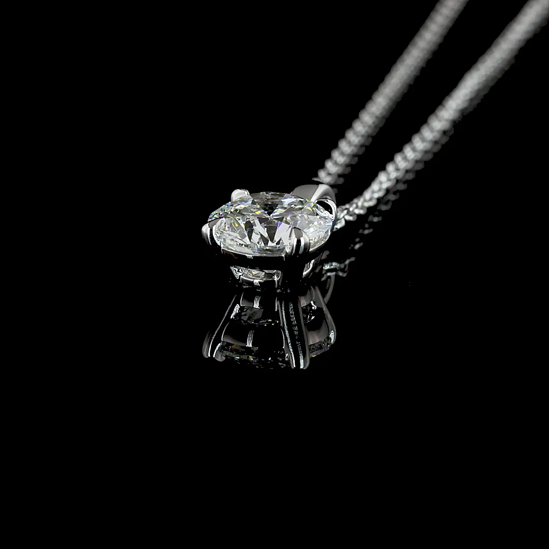 0.72 Cts 14k White Gold Round Shape Solitaire Pendant - Image 4