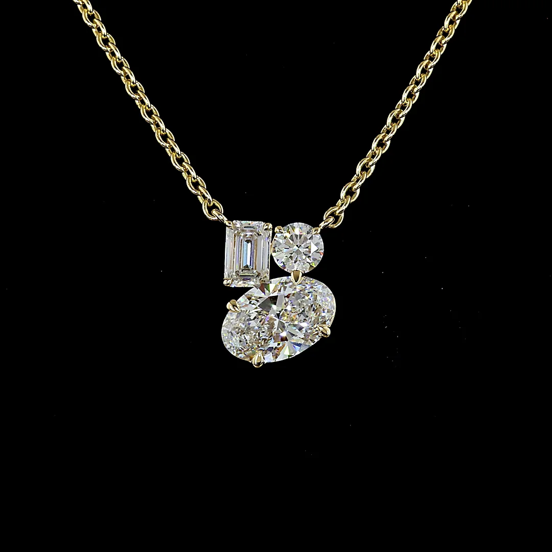 2.24 Cts 14k Yellow Gold Mix Shape Pendant Pendant - Image 3