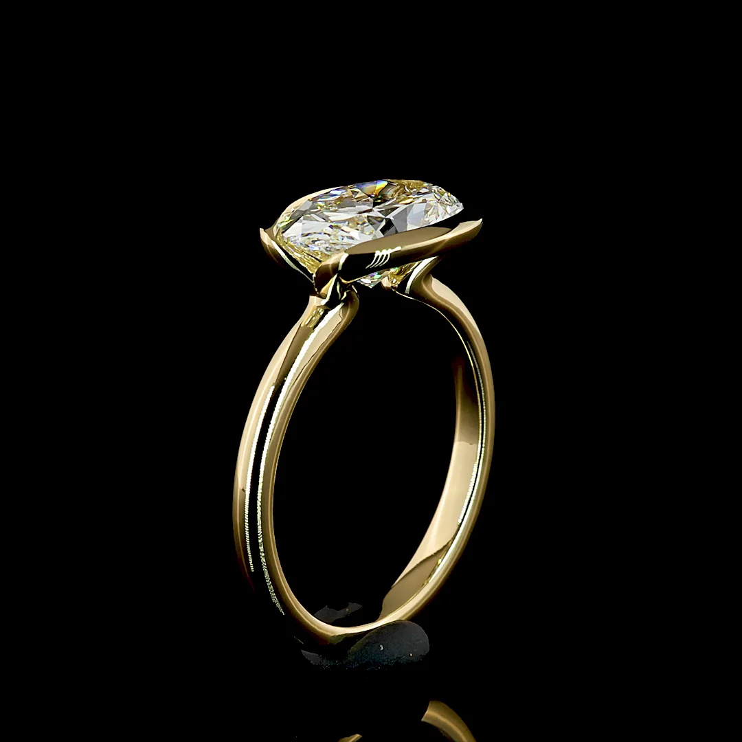 2.57 Cts 14k Yellow Gold Oval Shape Solitaire Ring - Image 4