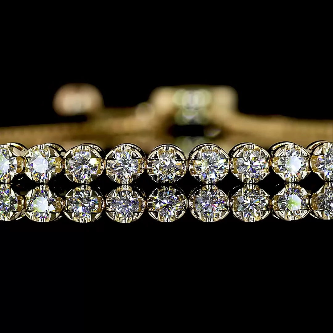0.86 Cts 14k Yellow Gold Round Shape Tennis Bracelet - Image 3