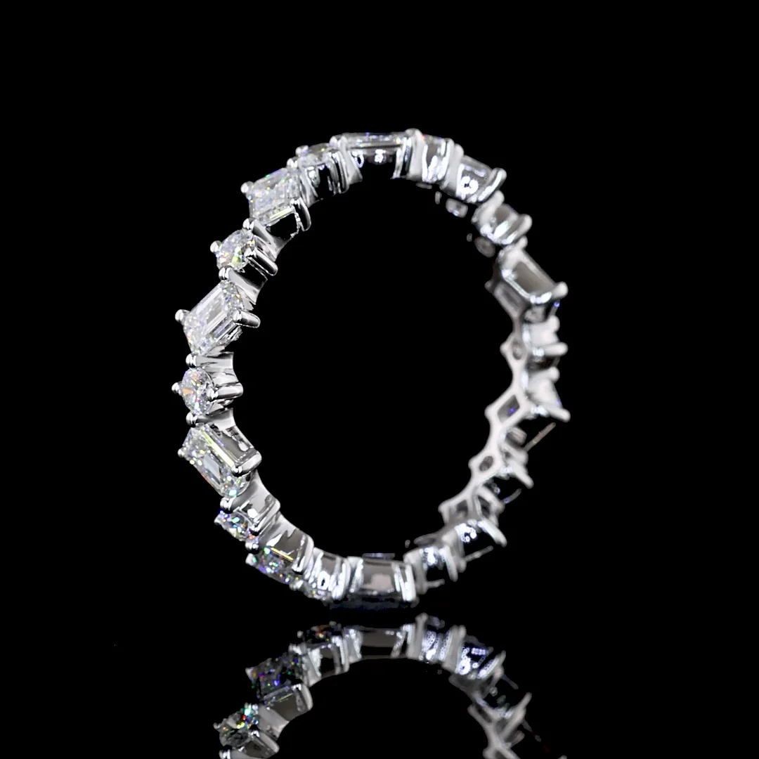 1.19 Cts 14k White Gold Emerald Shape Eternity Band Eternity Band - Image 4