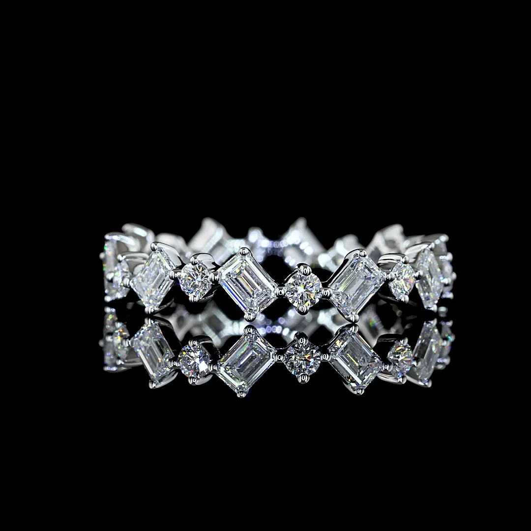1.19 Cts 14k White Gold Emerald Shape Eternity Band Eternity Band - Video