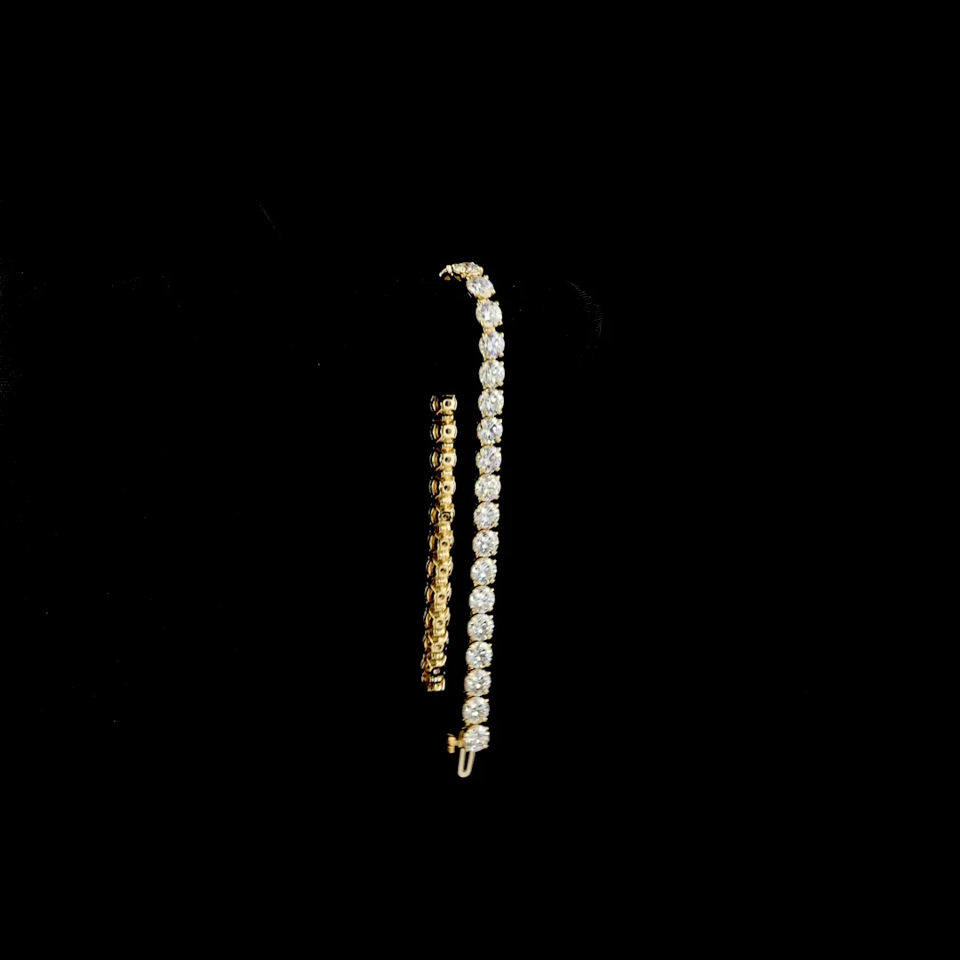 11.97 Cts 14k Yellow Gold Round Shape Tennis Bracelet - Image 3