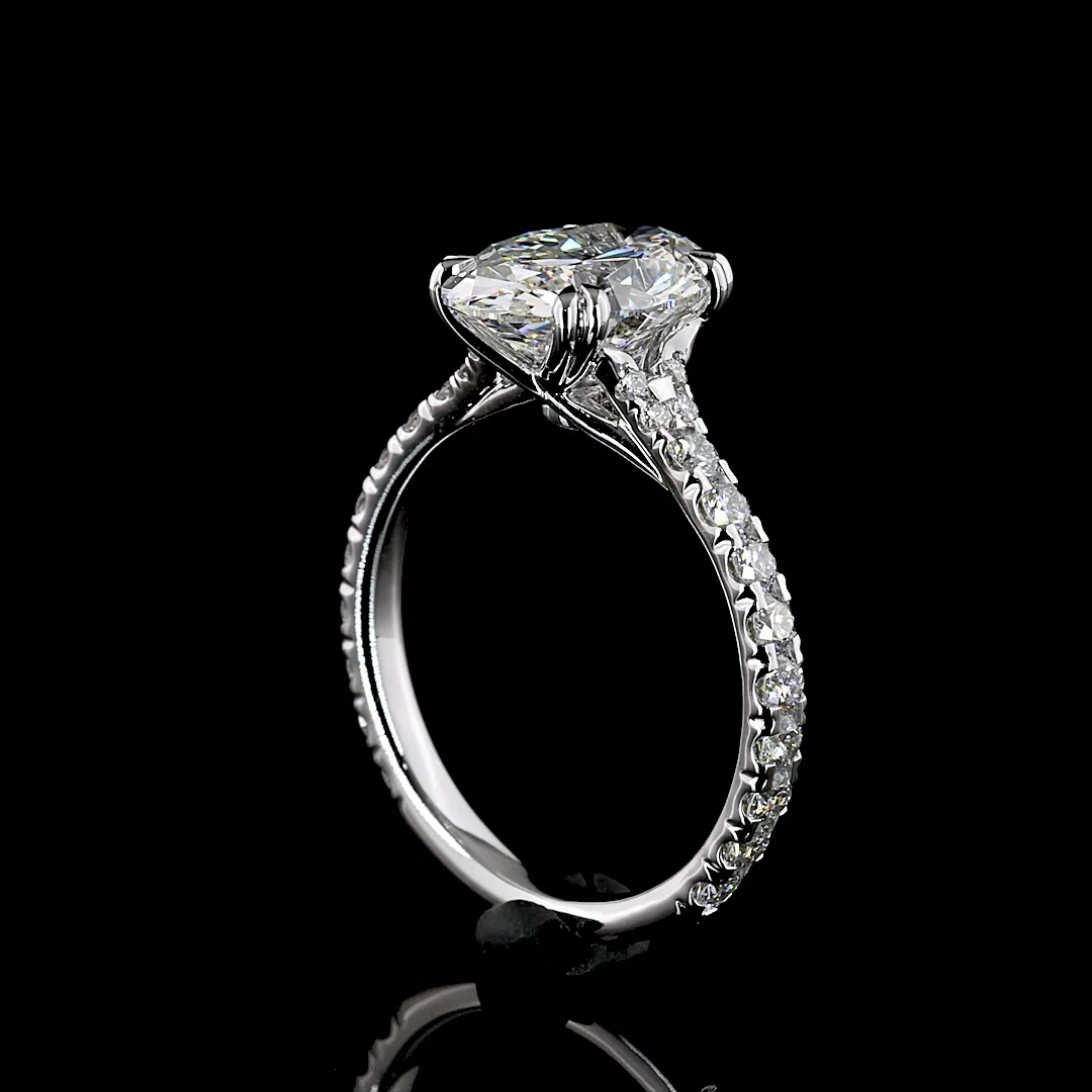3.16 Cts 14k White Gold Round Shape Hidden Halo Ring - Image 2