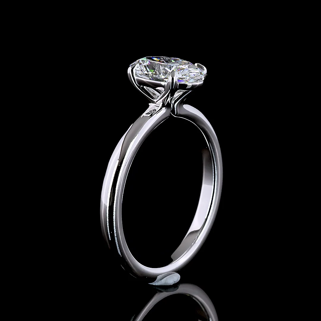1.51 Cts 14k White Gold Oval Shape Solitaire Ring - Image 4