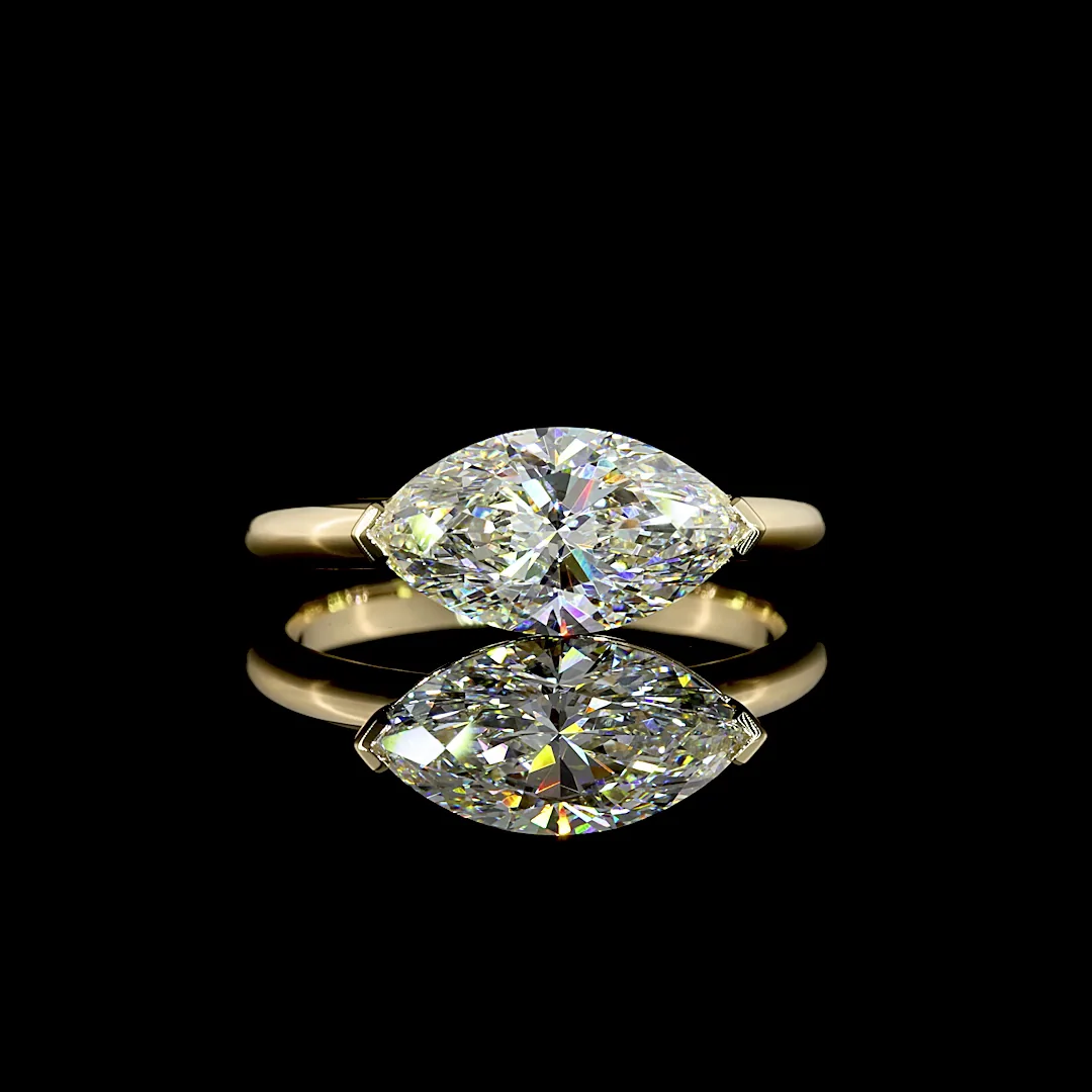 2.08 Cts 14k Yellow Gold Marquise Shape Solitaire Ring - Video