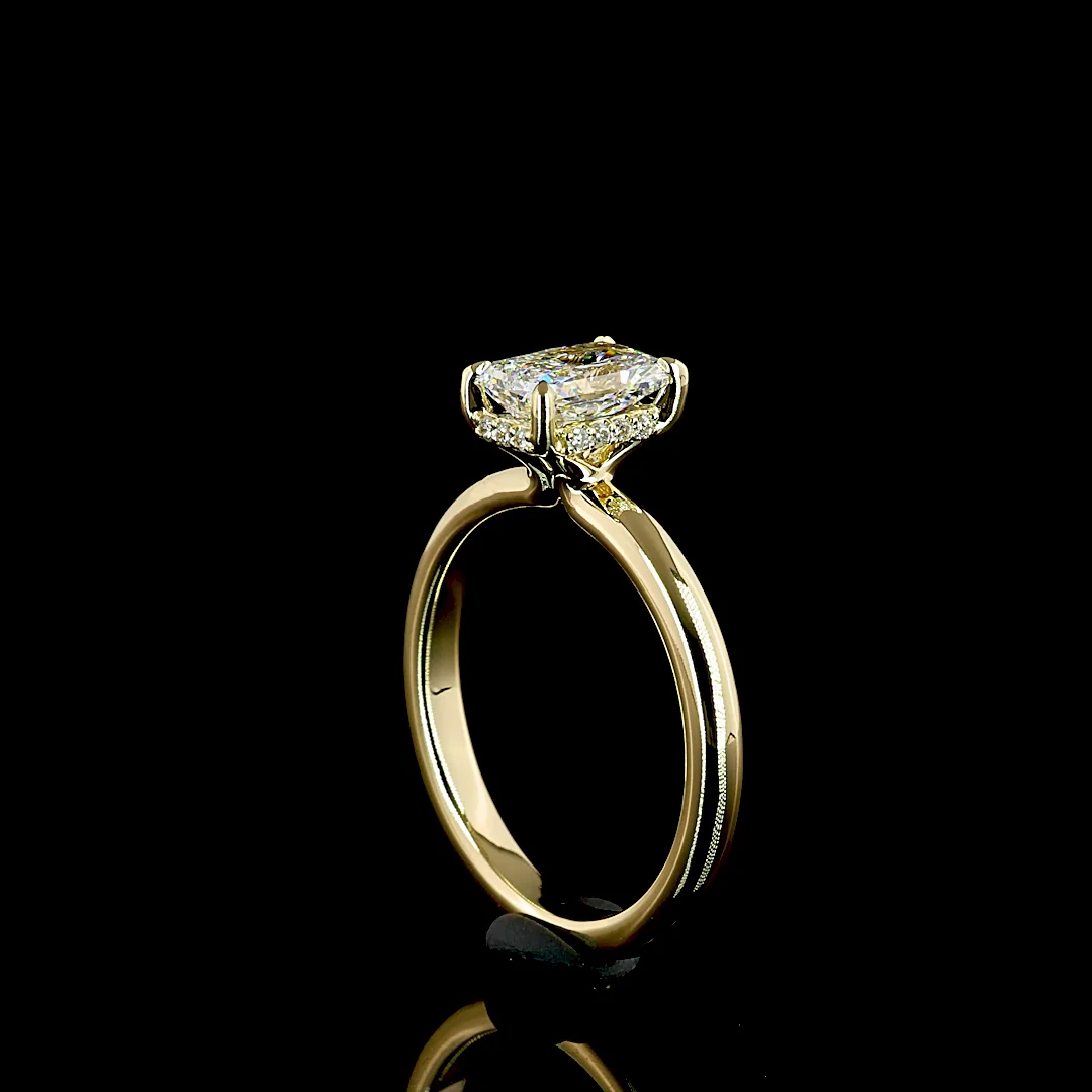 1.11 Cts 14k Yellow Gold Radiant Shape Hidden Halo Ring - Image 2