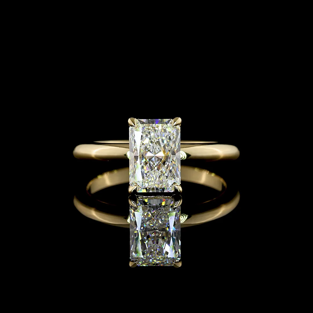 1.54 Cts 14k Yellow Gold Radiant Shape Solitaire Ring - Video
