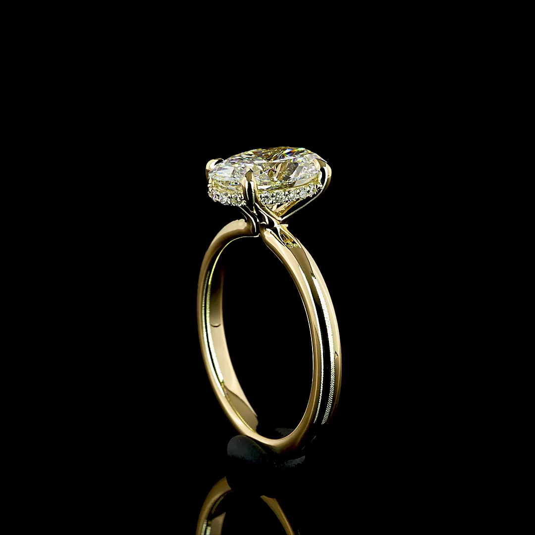 2.24 Cts 14k Yellow Gold Oval Shape Hidden Halo Ring - Image 2