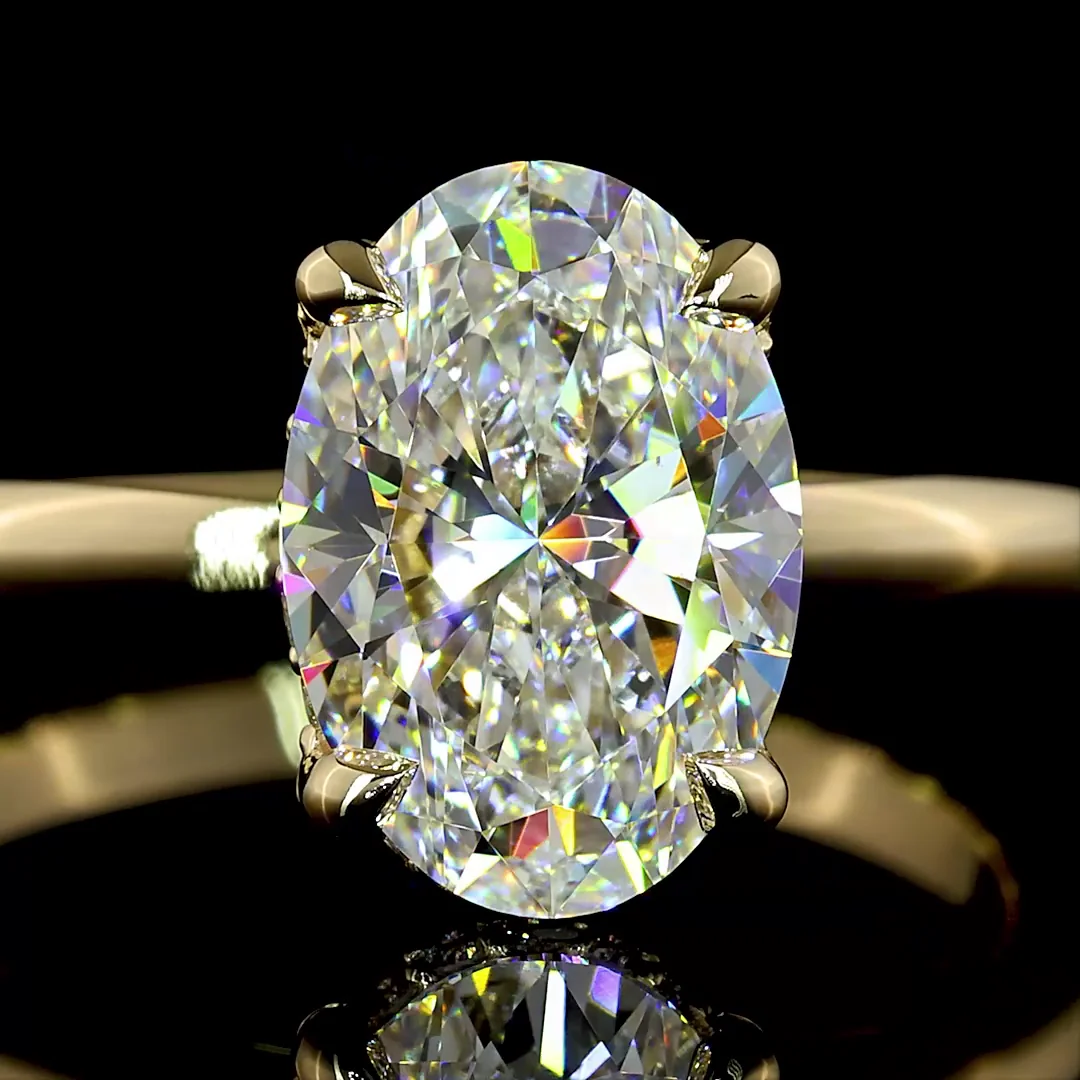 2.24 Cts 14k Yellow Gold Oval Shape Hidden Halo Ring - Image 3