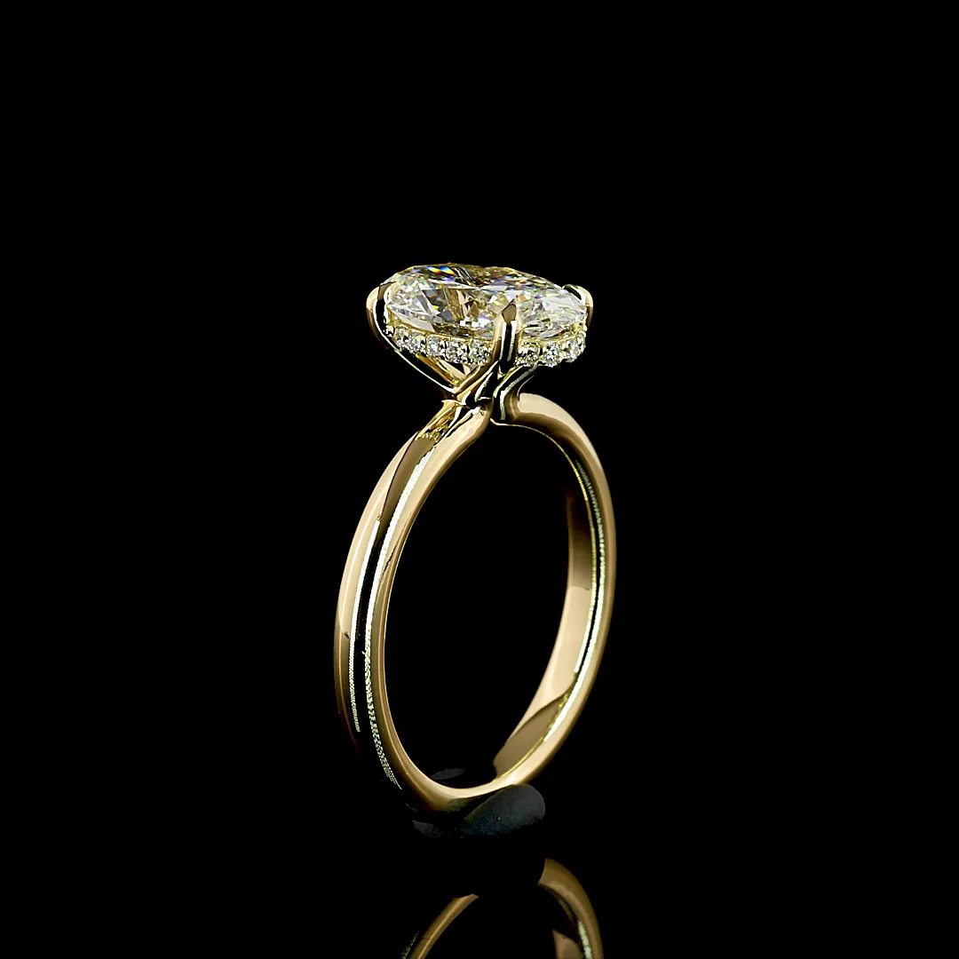 2.24 Cts 14k Yellow Gold Oval Shape Hidden Halo Ring - Image 4