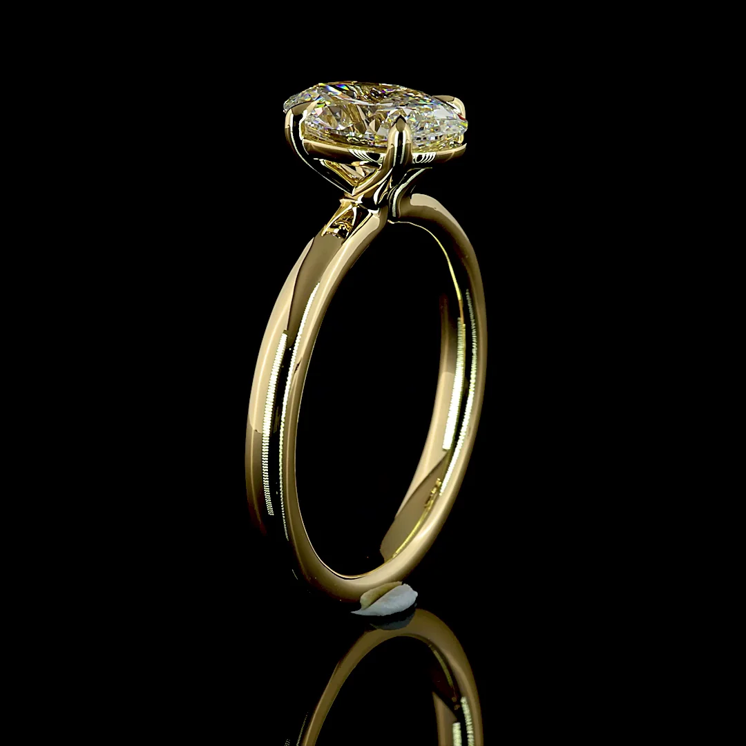1.5 Cts 14k Yellow Gold Oval Shape Solitaire Ring - Image 4