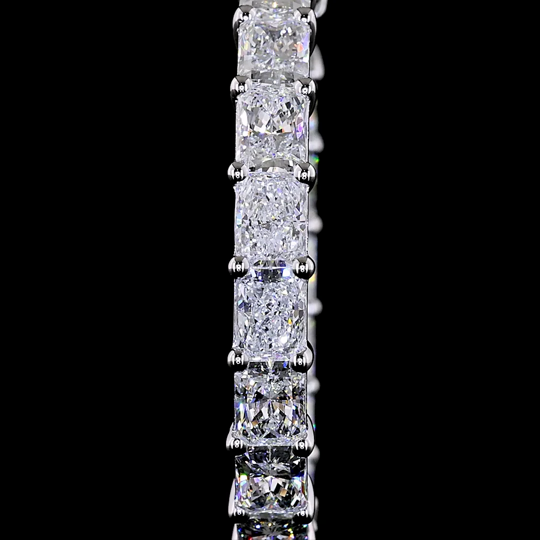 6.99 Cts 14k White Gold Radiant Shape Hoops Earring - Image 2