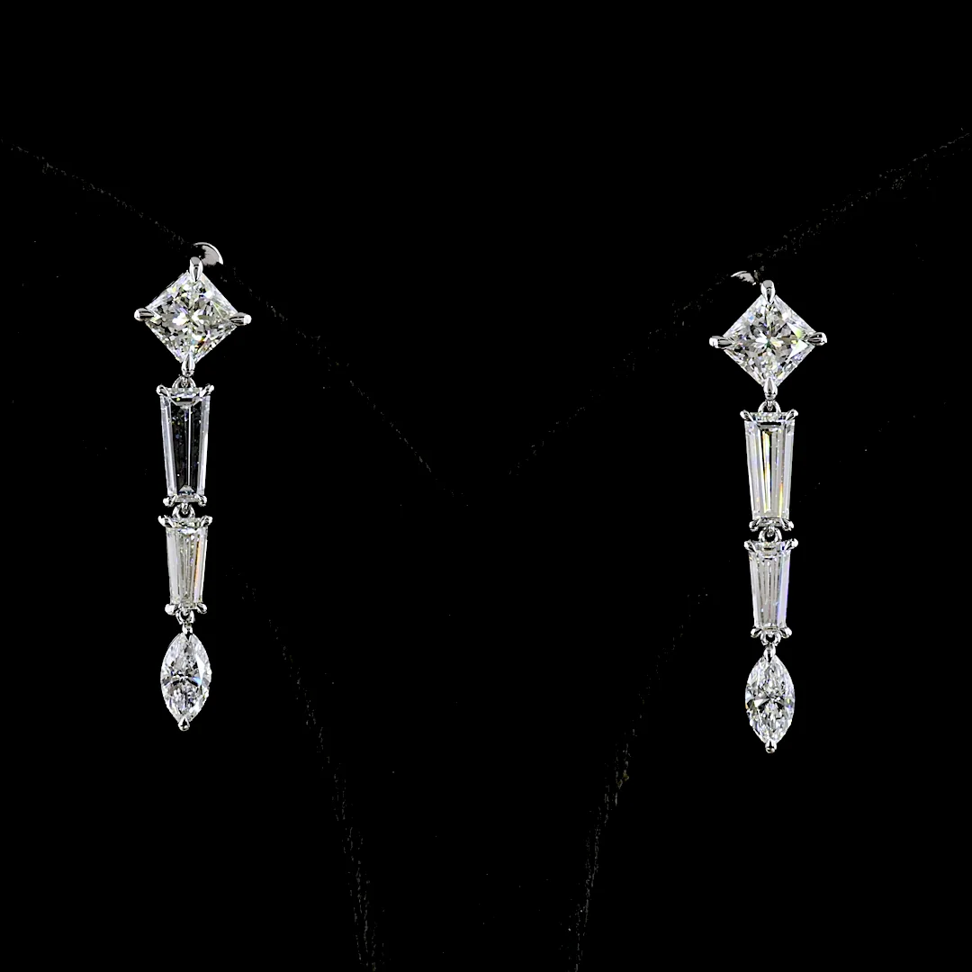 4.6 Cts 14k White Gold Mix Shape Hanging Earring - Video
