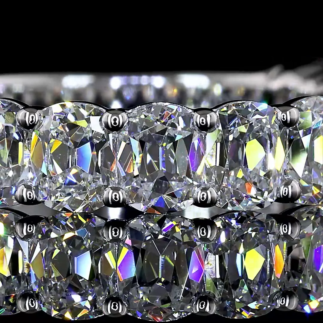 3.11 Cts 14k White Gold Antique Cushion Shape 3/4 Band Eternity Band - Image 3