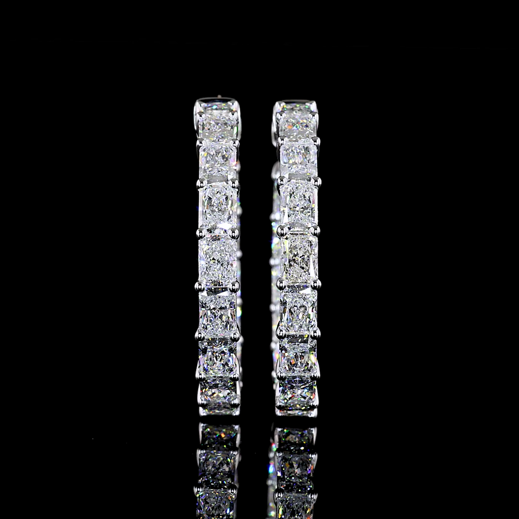 8.72 Cts 14k White Gold Mix Shape Hoops Earring - Video